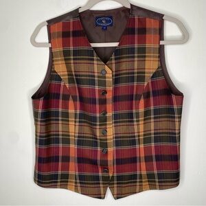 Vintage Chelsea Cambell 100% Wool Plaid Vest Sz M